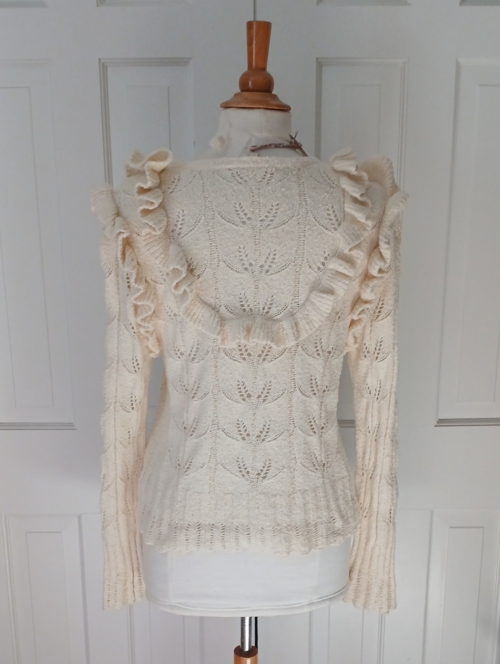 LoveShackFancy Warren Ruffle Cardigan Cream - Picture 4 of 7